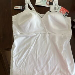 Playtex Nursing Camisole with Built-In Bra – White – Size 3X – NWT